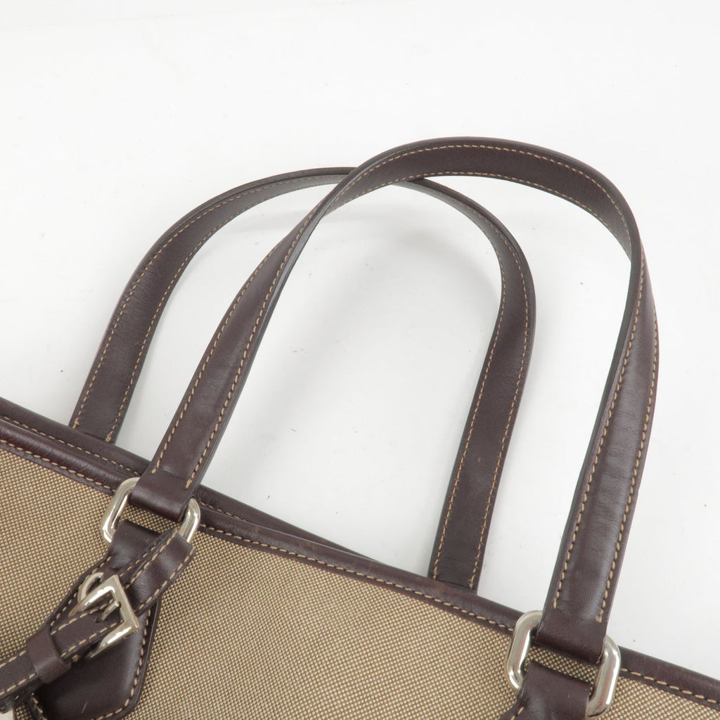 Prada Logo Jacquard Leather 2Way Bag Beige Brown BR3414