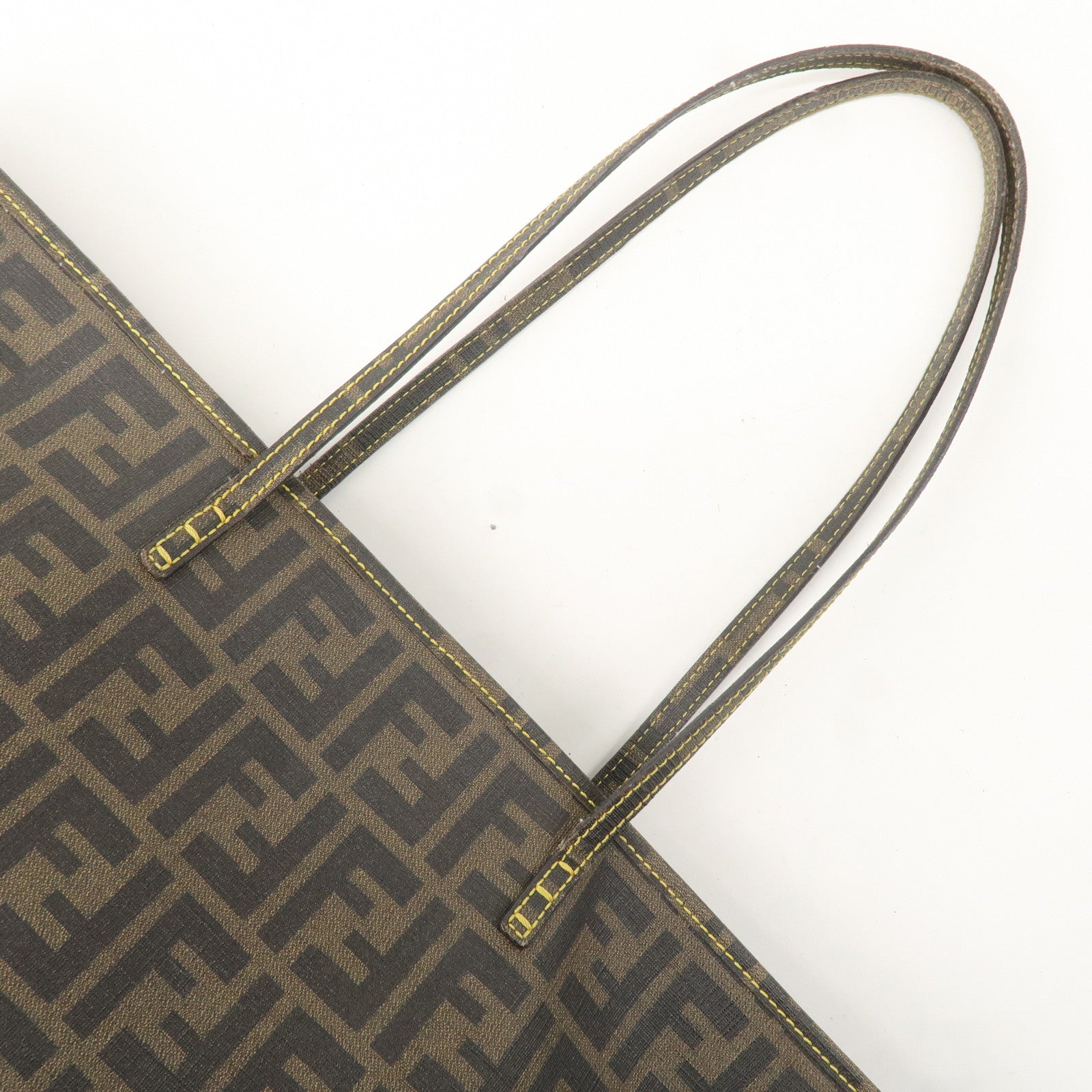 FENDI Zucca PVC Tote Bag Khaki Black Yellow 8BH185