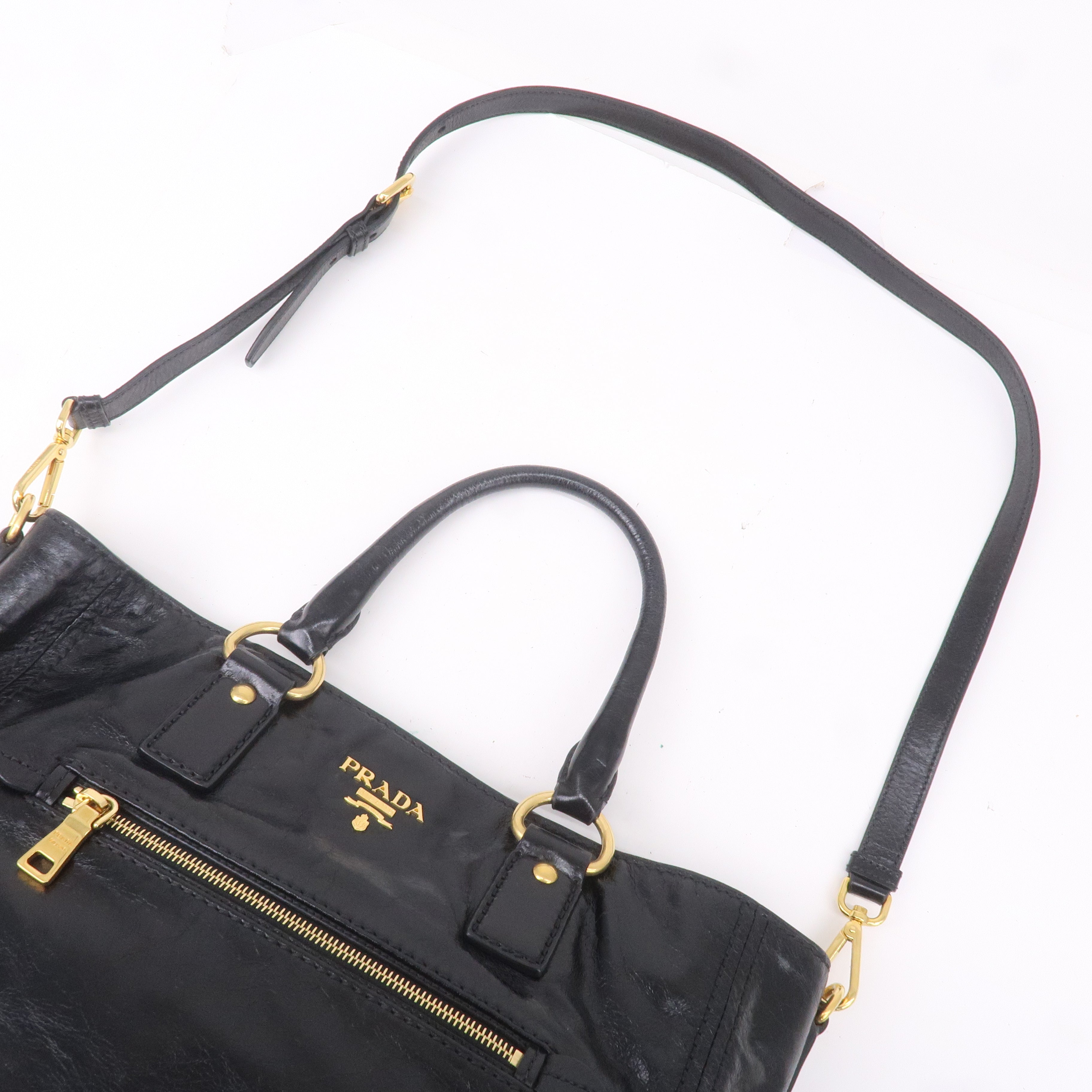 Prada Leather 2WAY Bag Shoulder Bag Hand Bag Black BN2151
