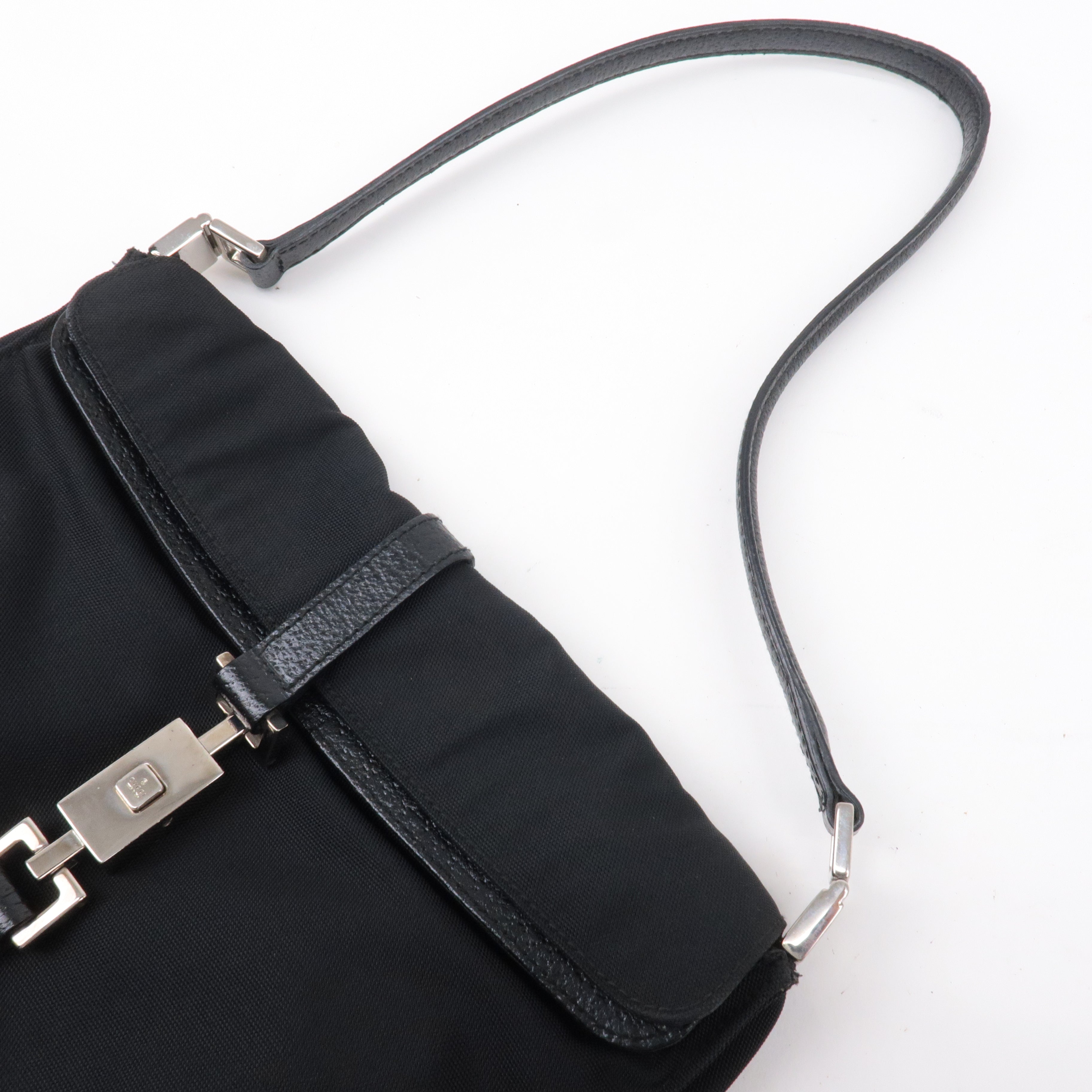GUCCI Jackie Canvas Leather Shoulder Bag Hand Bag Black 00.3734