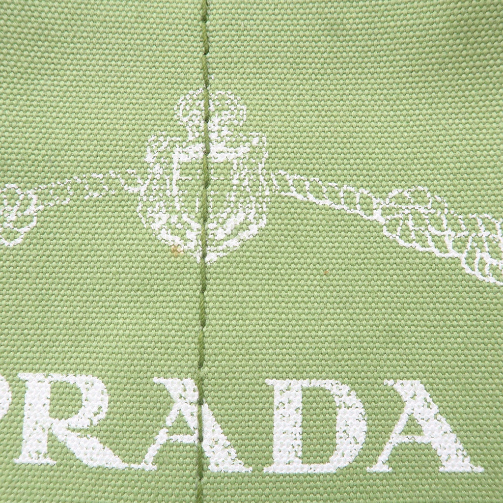 Prada Canapa Canvas Tote Bag Hand Bag Green B1877B
