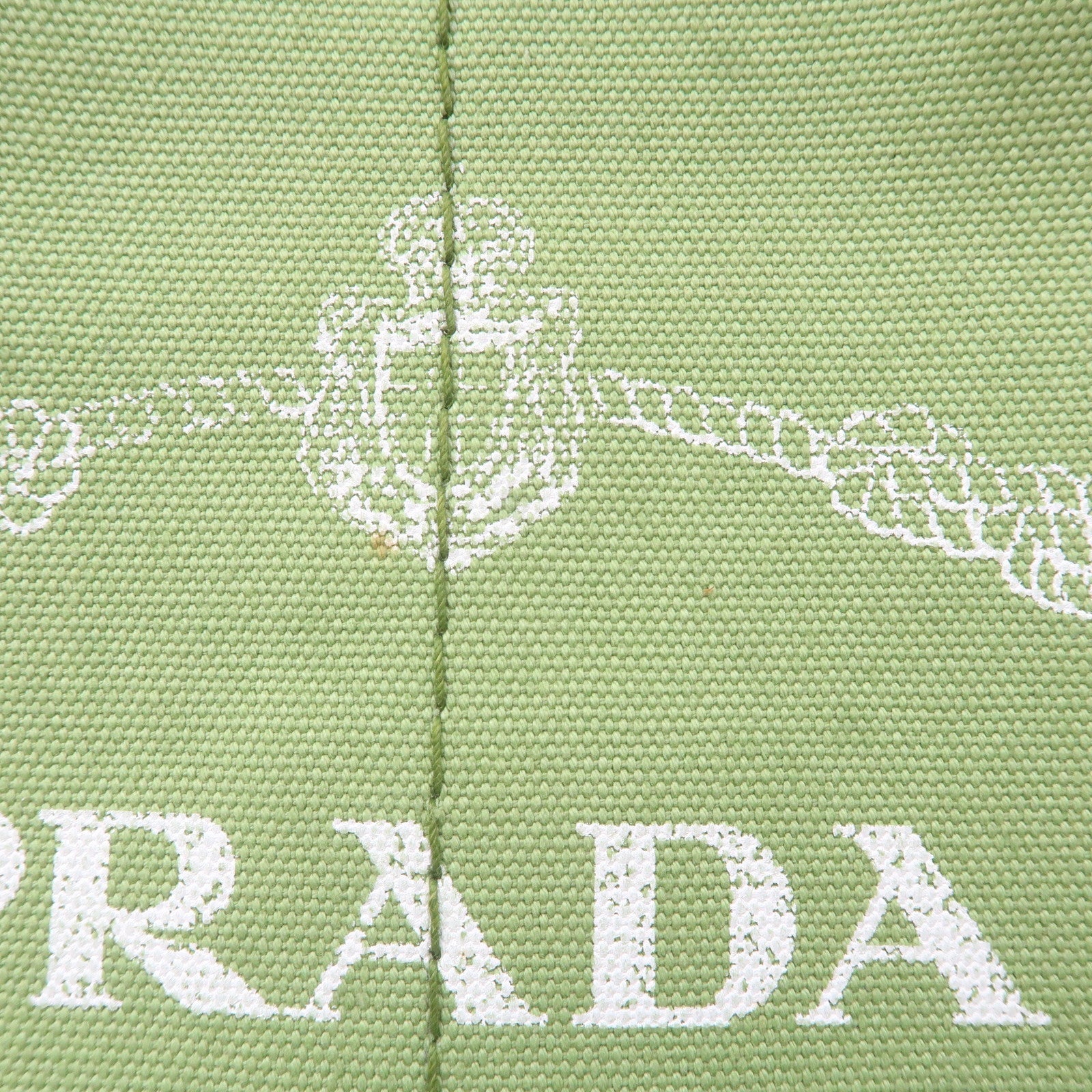 Prada Canapa Canvas Tote Bag Hand Bag Green B1877B