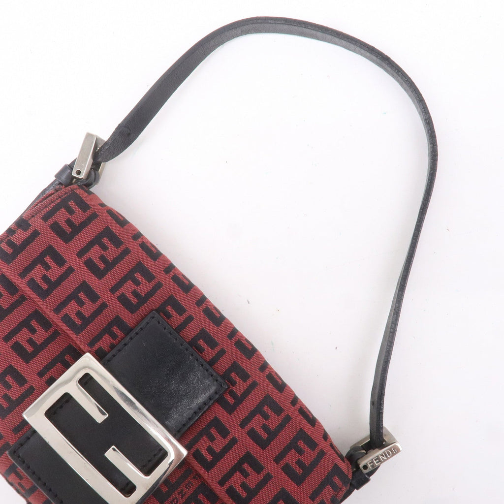 FENDI Mini Mamma Baguette Zucchino Canvas Leather Bag Red 8BK005