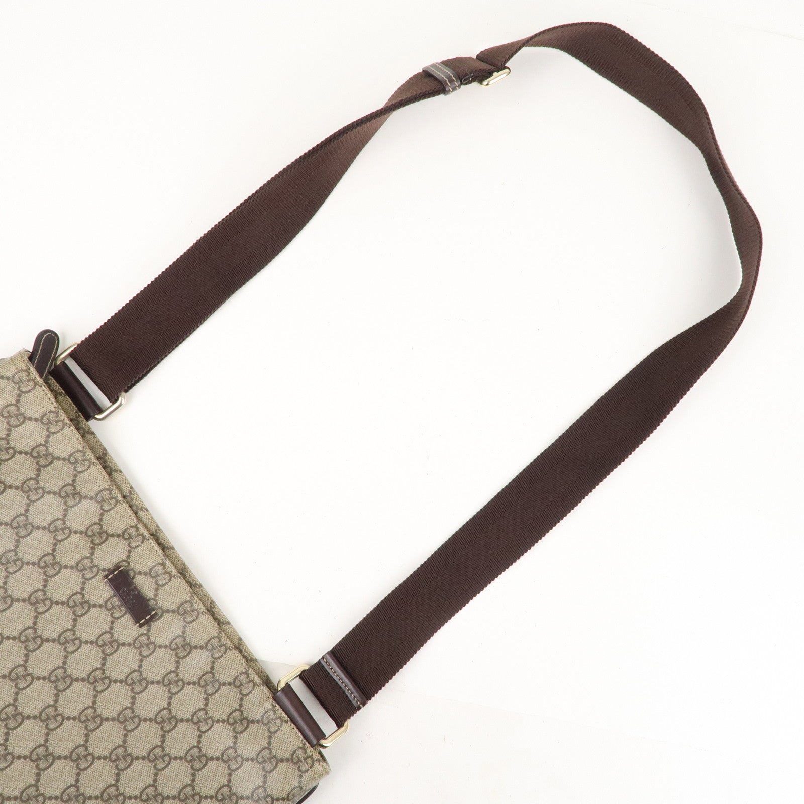 GUCCI GG Supreme Leather Shoulder Bag Beige Brown 201446