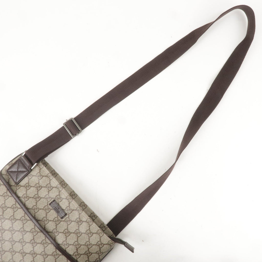 GUCCI GG Supreme Leather Shoulder Bag Beige Brown 141626