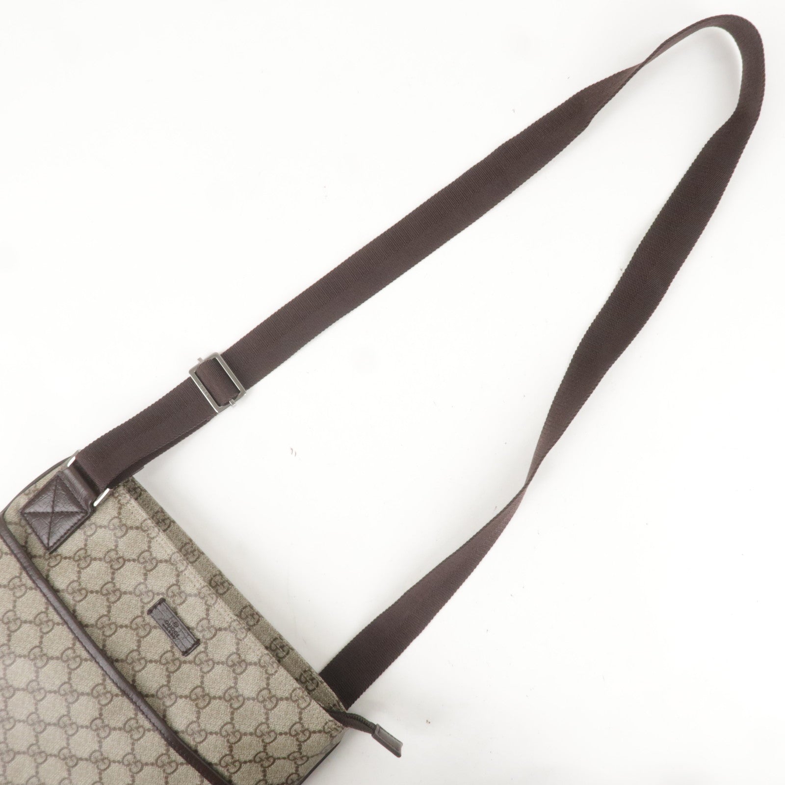 GUCCI GG Supreme Leather Shoulder Bag Beige Brown 141626