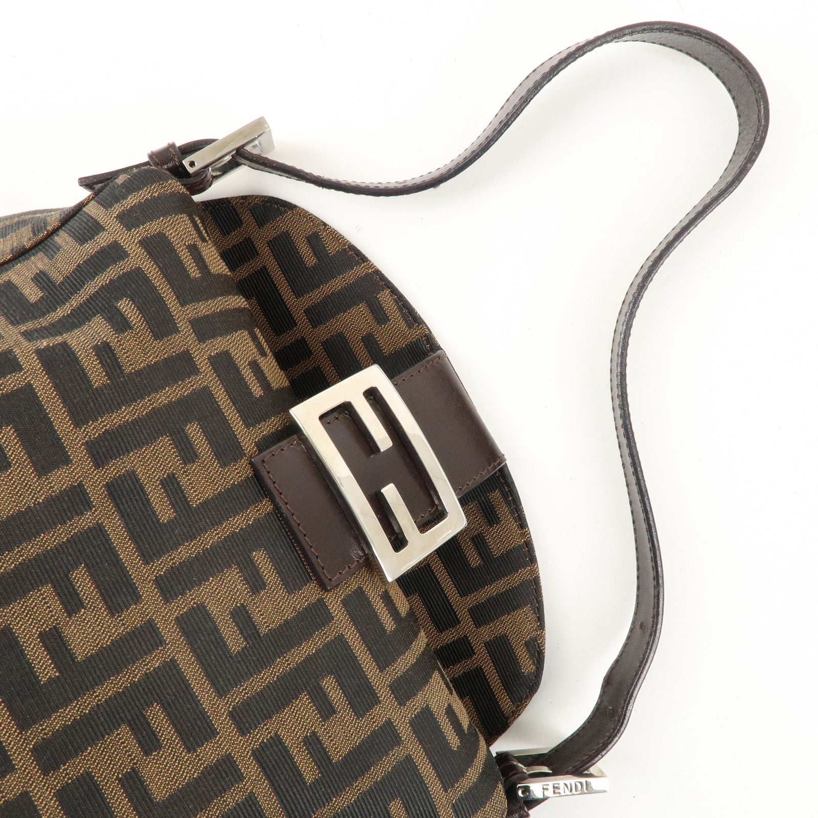 FENDI Zucca Canvas Leather Shoulder Bag Brown 222826