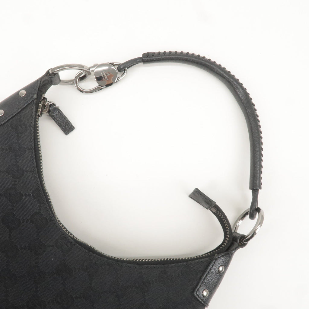 GUCCI GG Monogram Canvas Leather Shoulder Bag Black 115003