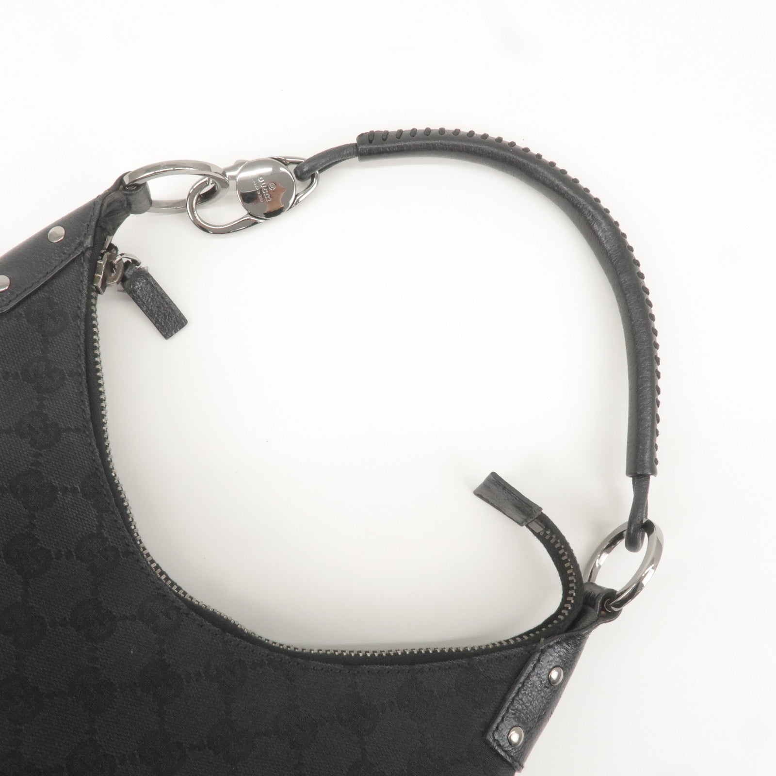 GUCCI GG Monogram Canvas Leather Shoulder Bag Black 115003