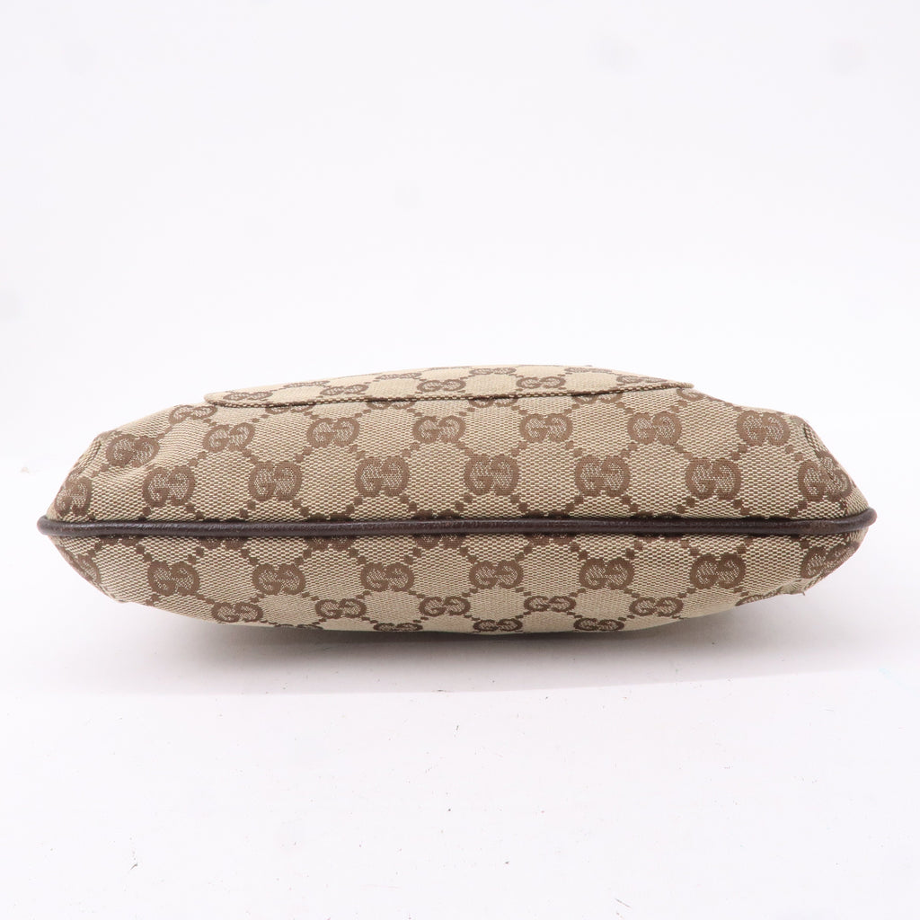 GUCCI GG Canvas Leather Shoulder Bag Beige Brown 122793