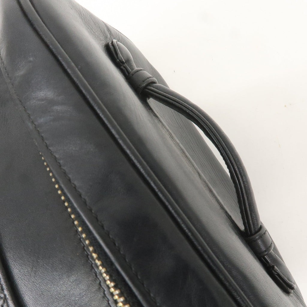 CHANEL Bicolore Lamb Skin Vanity Bag Cosmetic Pouch Black A01618