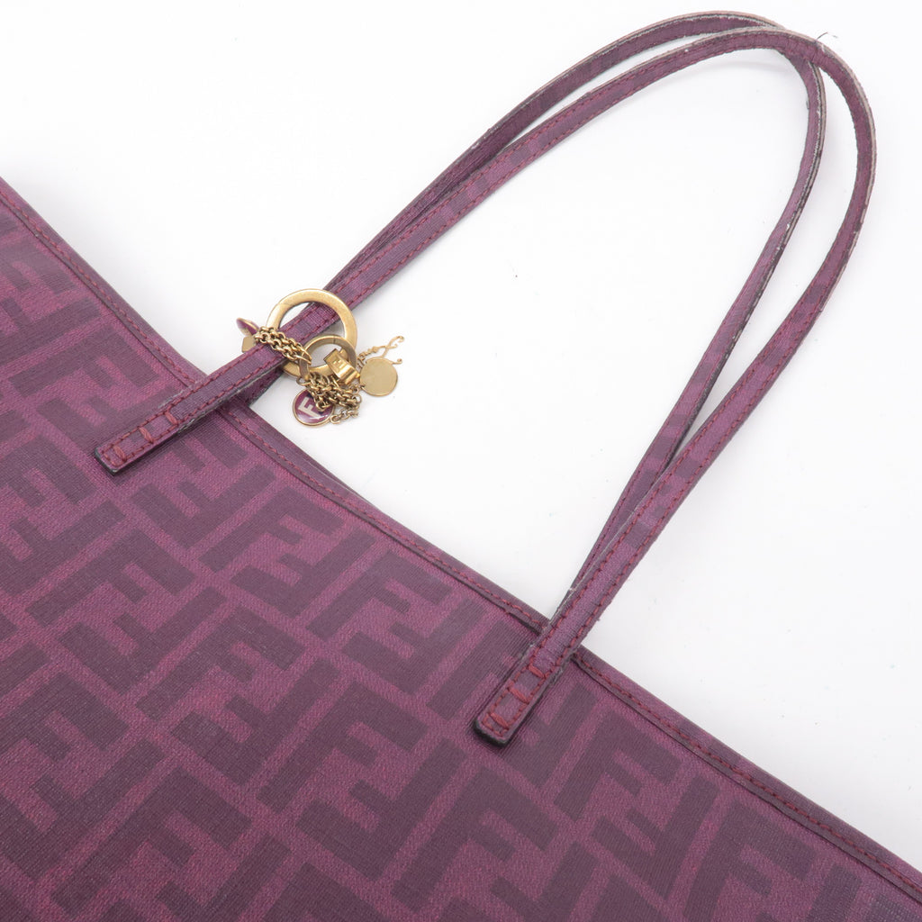 FENDI Zucca Logo Print PVC Leather Tote Bag Purple 8BH198