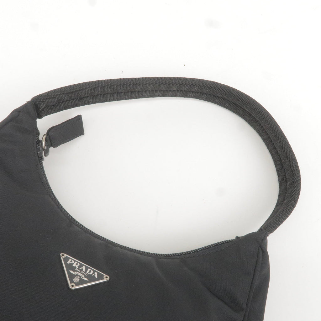 Prada Logo Nylon Hand Bag Pouch Purse NERO Black