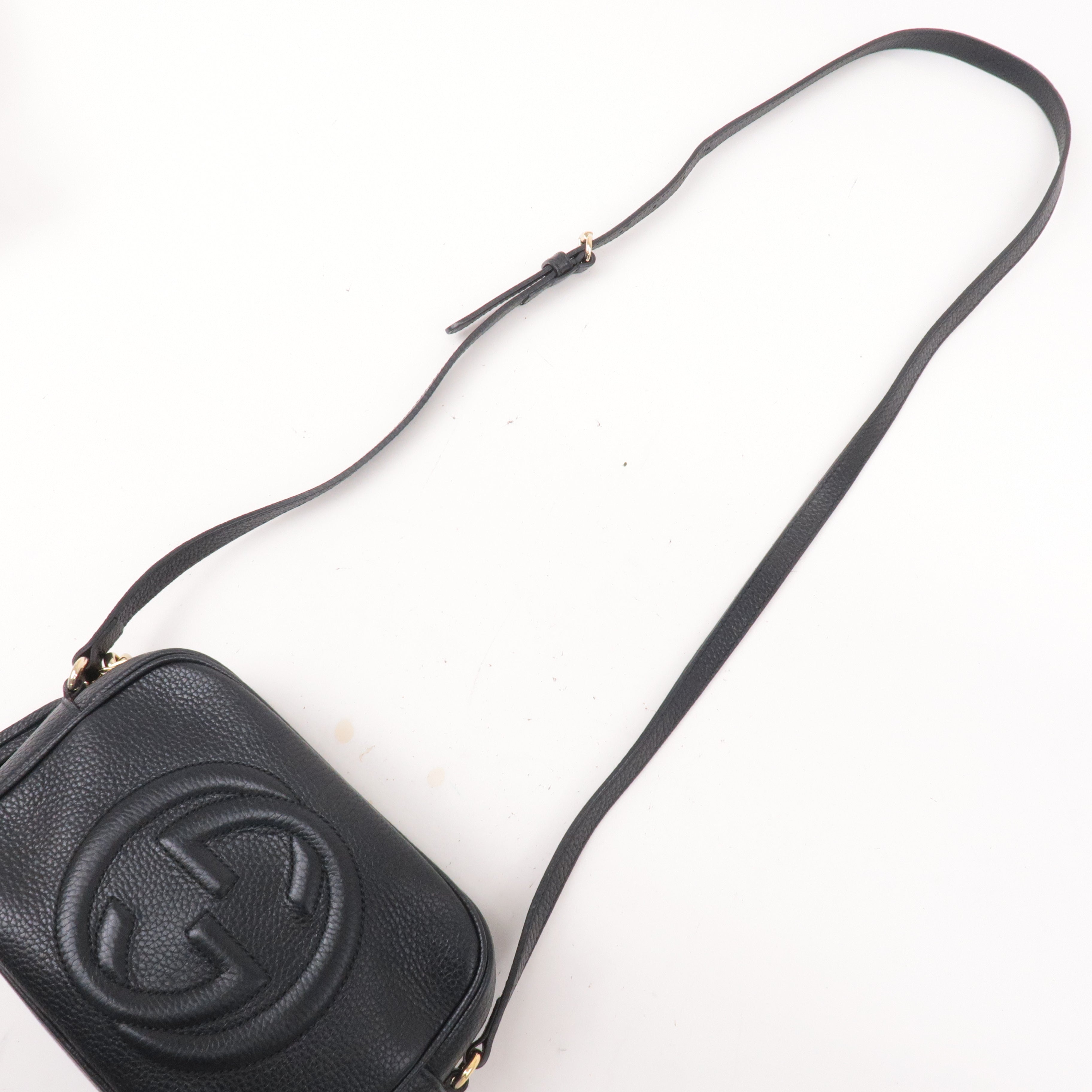 GUCCI SOHO Small Disco Leather Shoulder Bag Black 308364