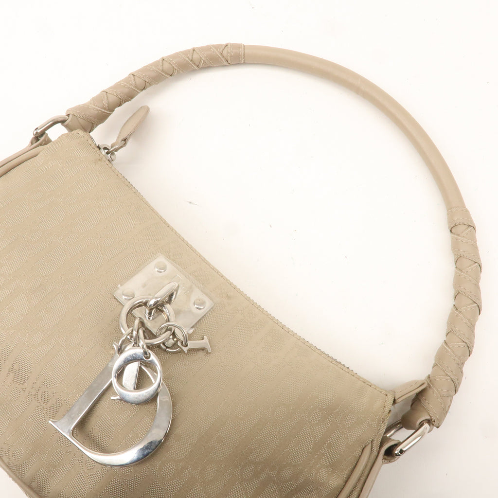 Christian Dior Trotter Nylon Leather Shoulder Bag Beige