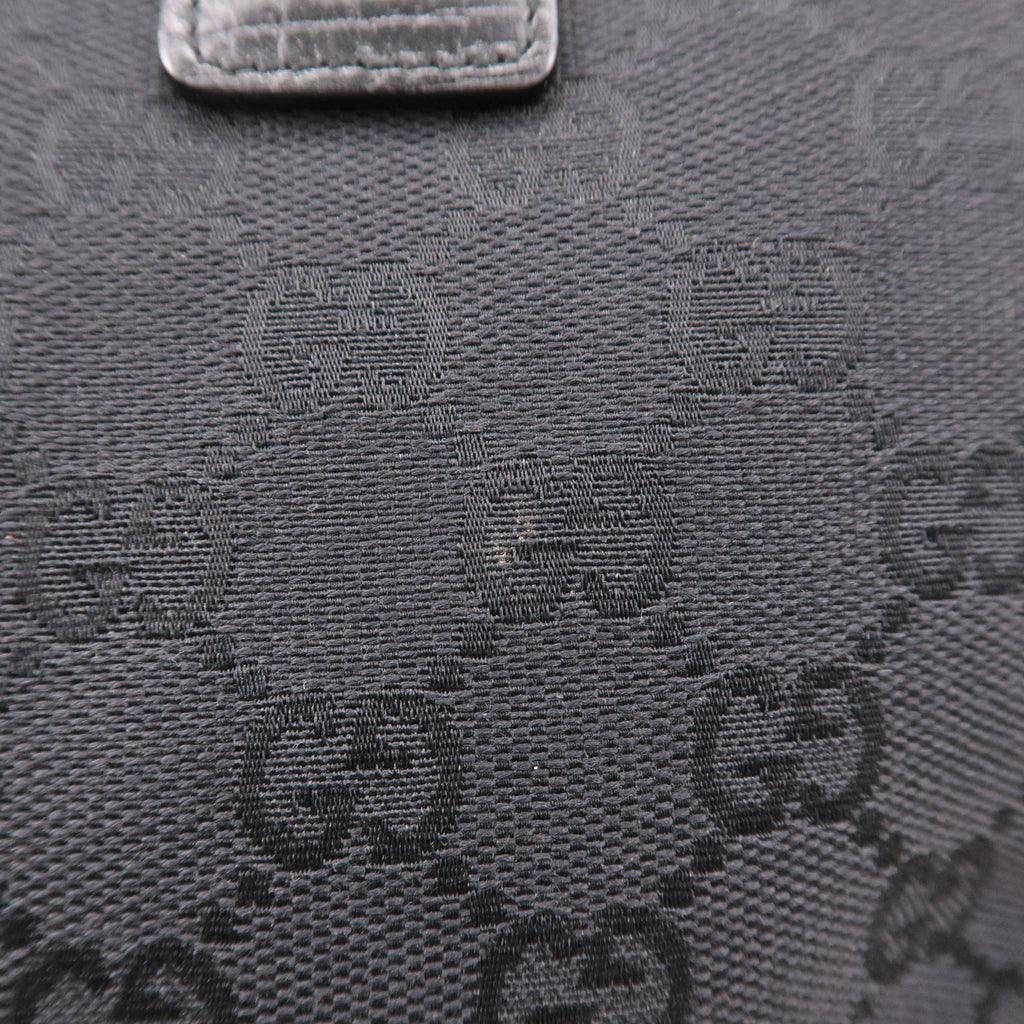 GUCCI Sherry GG Canvas Leather Tote Bag Black 130994
