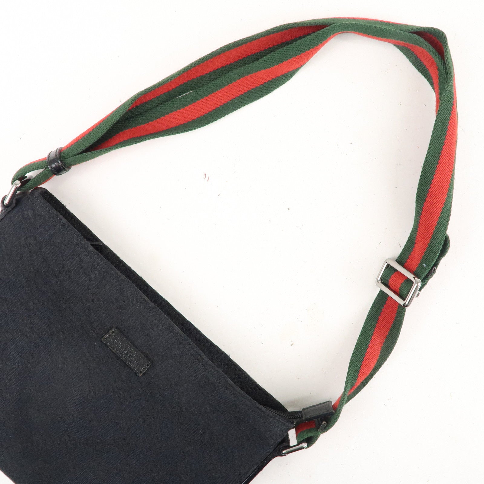 GUCCI Sherry GG Canvas Leather Shoulder Bag Black 189749