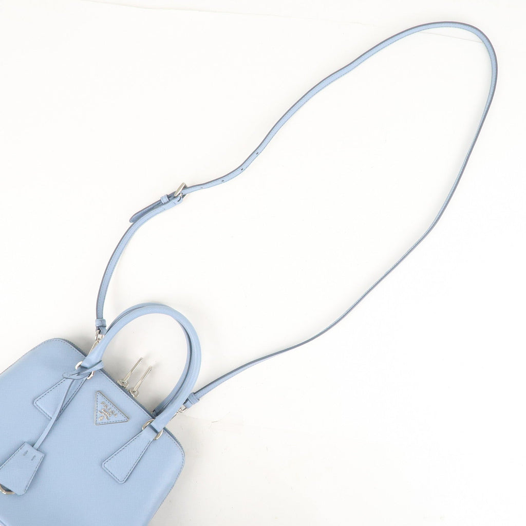 Prada Logo Leather 2Way Bag Hand Bag Shoulder Bag Blue 1BA838