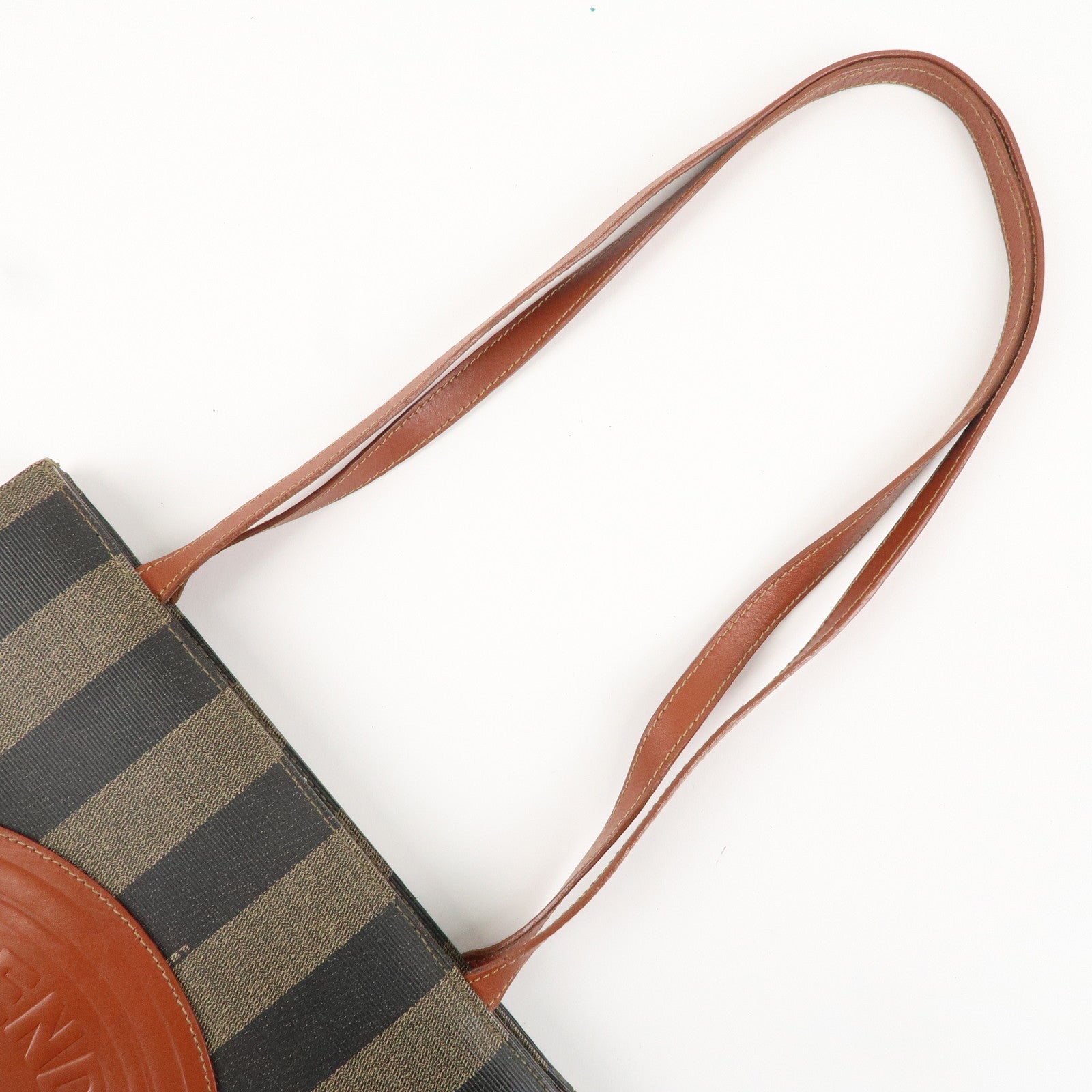FENDI Pequin PVC Leather Tote Bag Khaki Black Brown