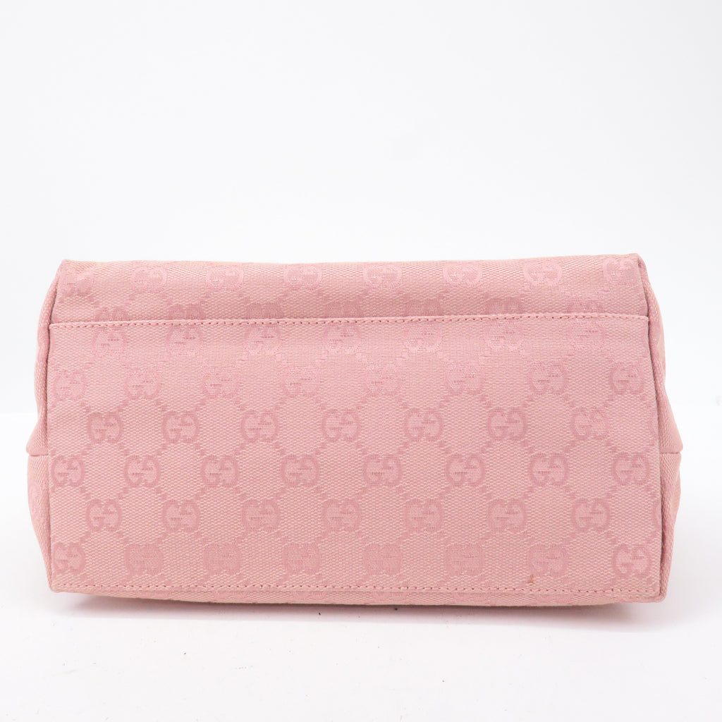 GUCCI GG Canvas Leather Shoulder Bag Hand Bag Pink 001・3386