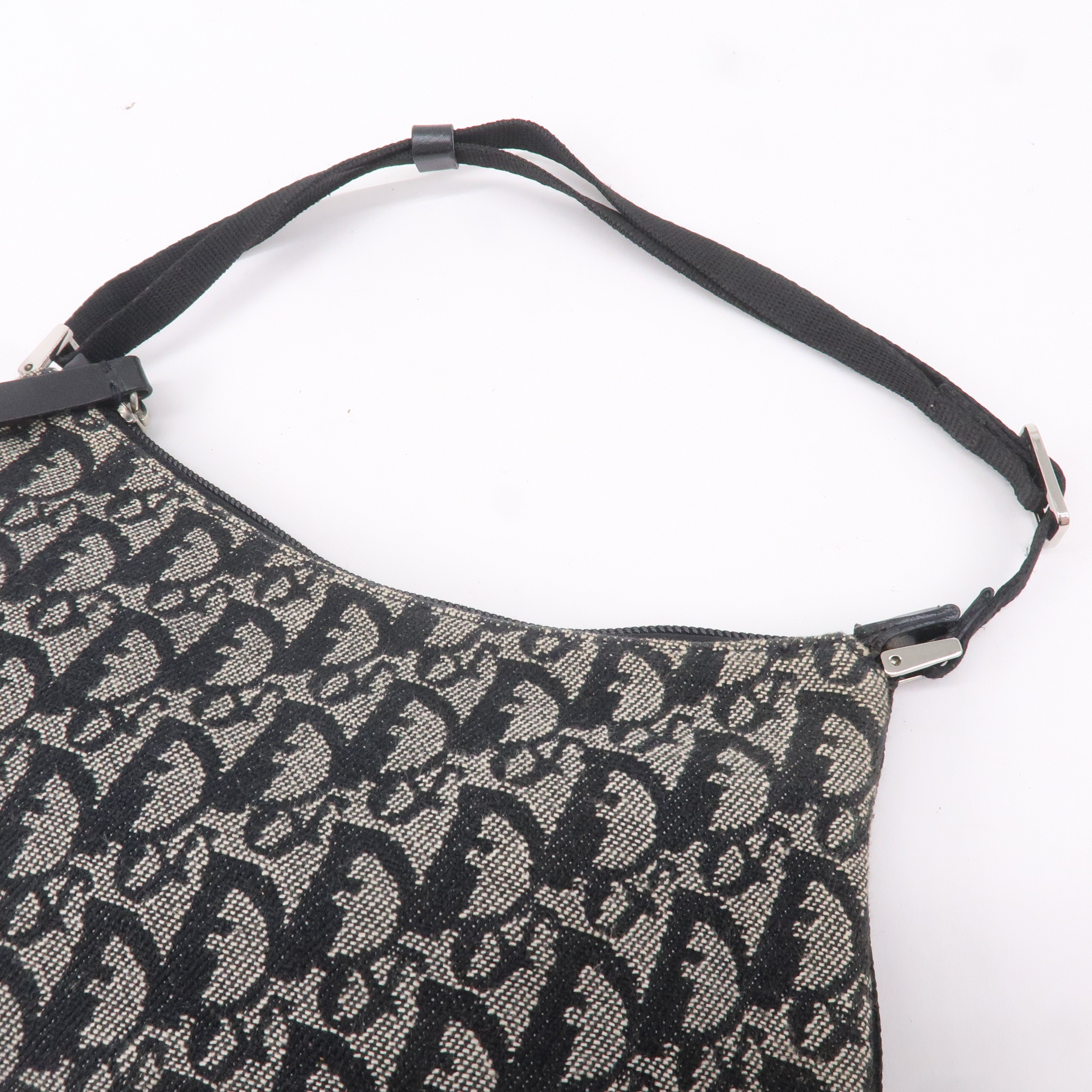 Christian Dior Trotter Canvas Leather Hand Bag Pouch Black