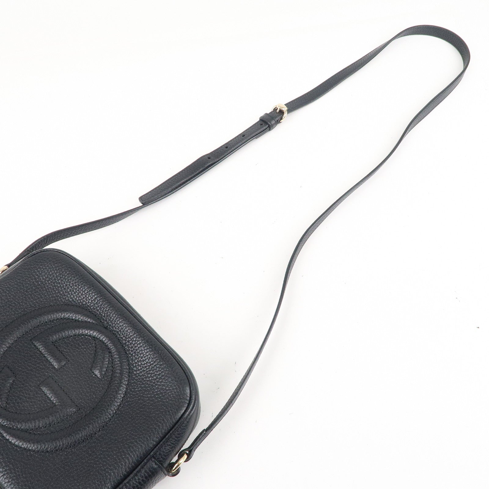 GUCCI SOHO Small Disco Leather Shoulder Bag Black 308364