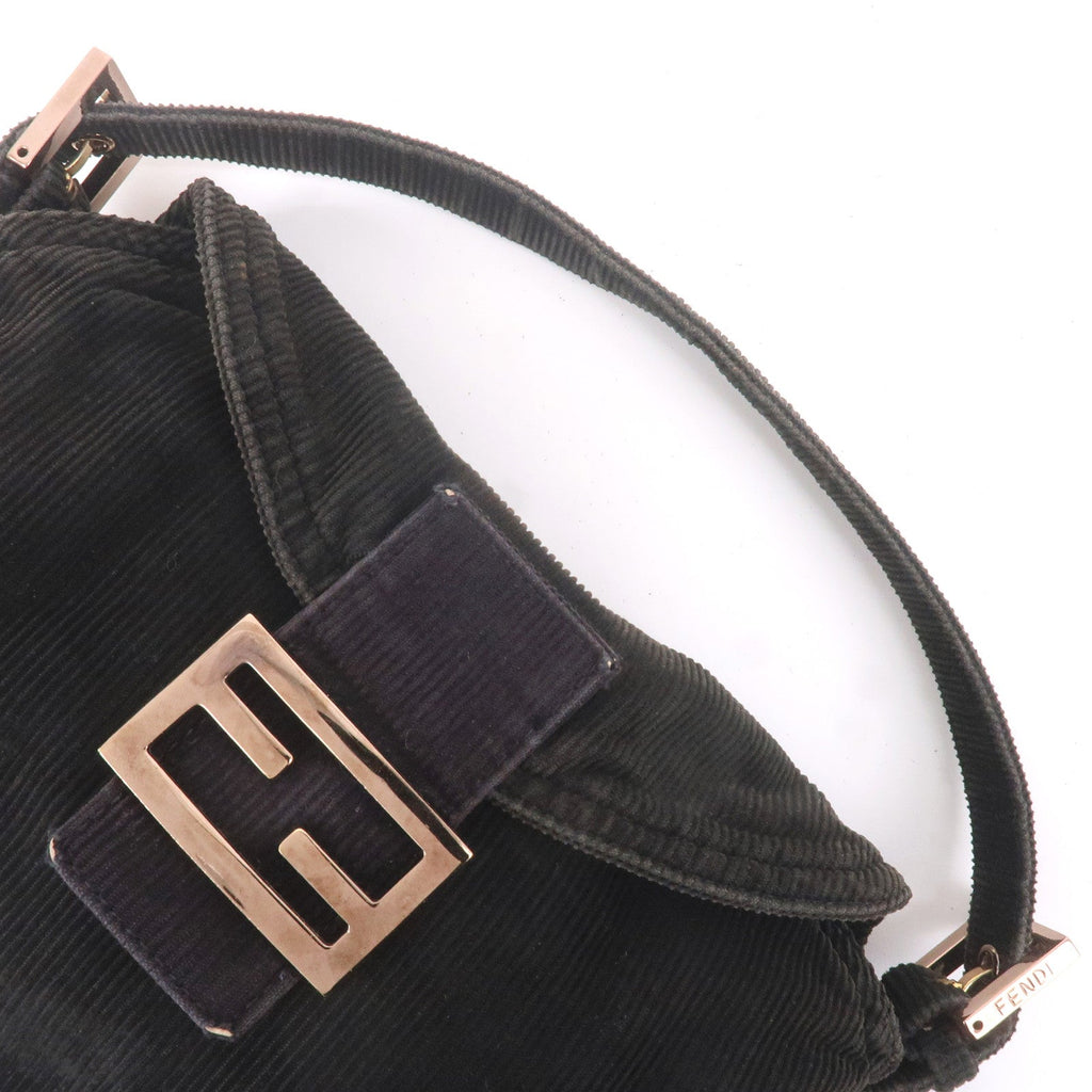FENDI Corduroy Shoulder Bag Hand Bag Black
