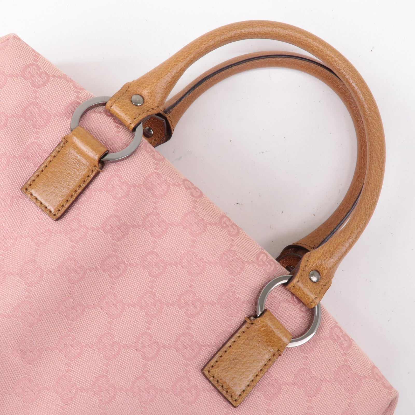 GUCCI GG Canvas Leather Mini Boston Bag Hand Bag Pink 113009