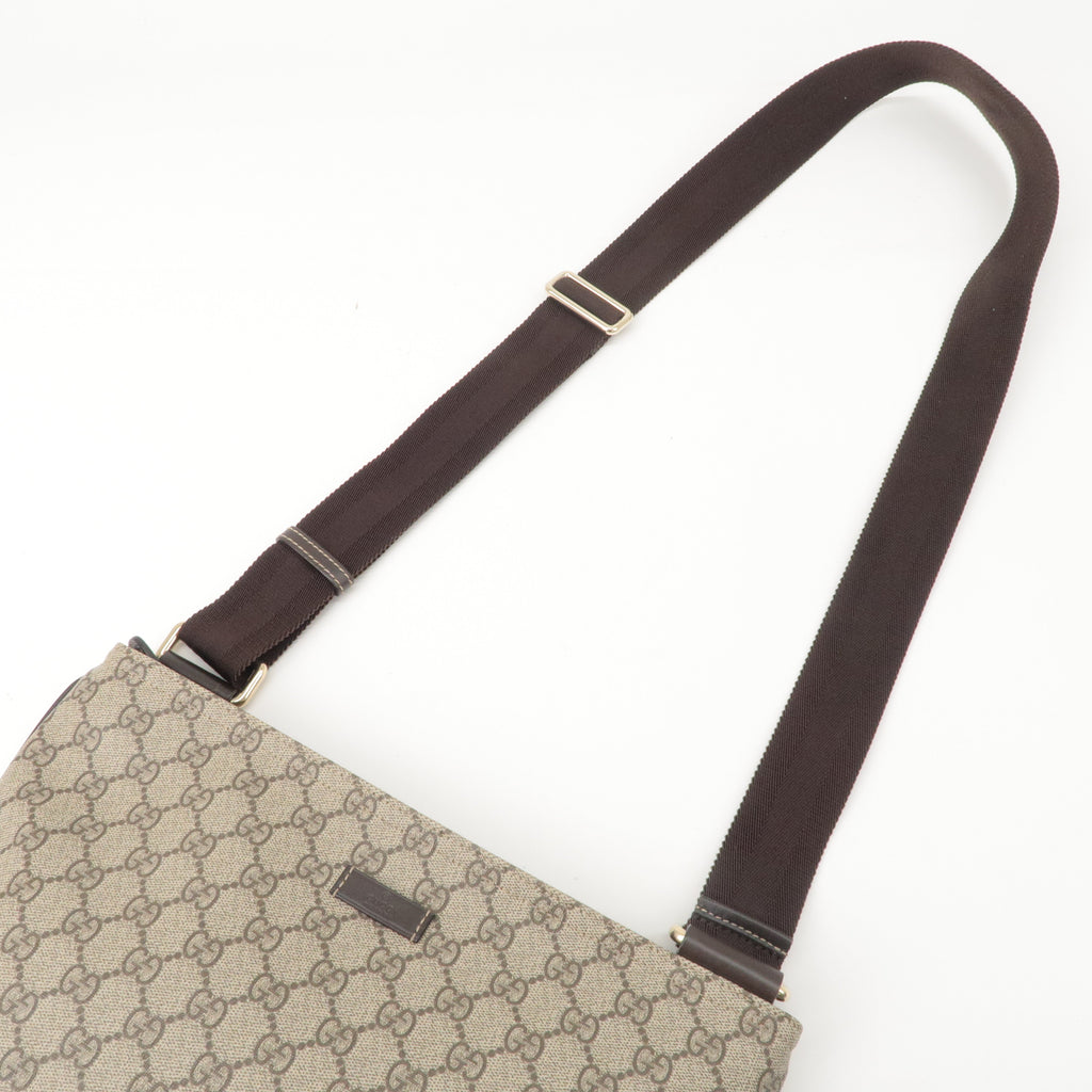 GUCCI GG Supreme Leather Shoulder Bag Beige Brown 201446