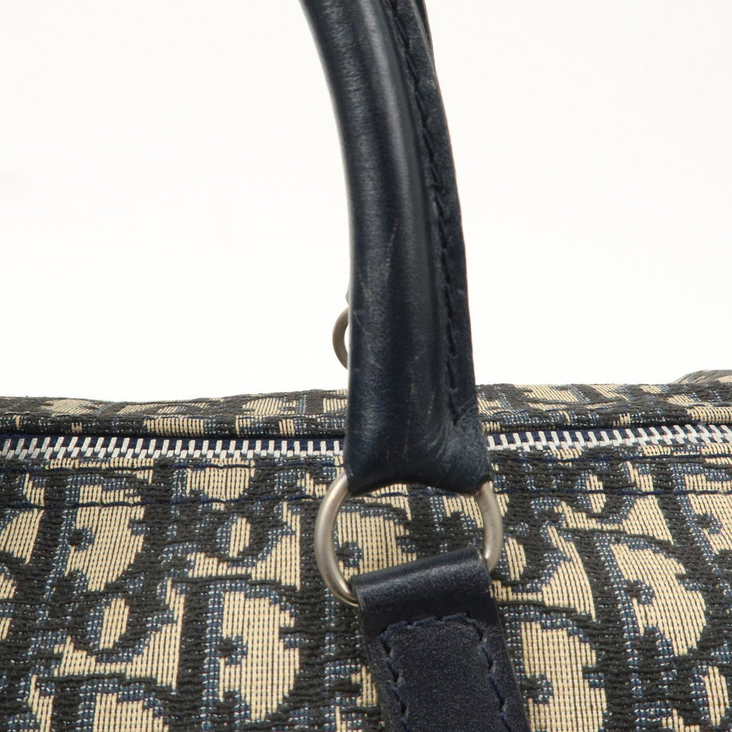 Christian Dior Trotter Canvas Leather Boston Bag Navy