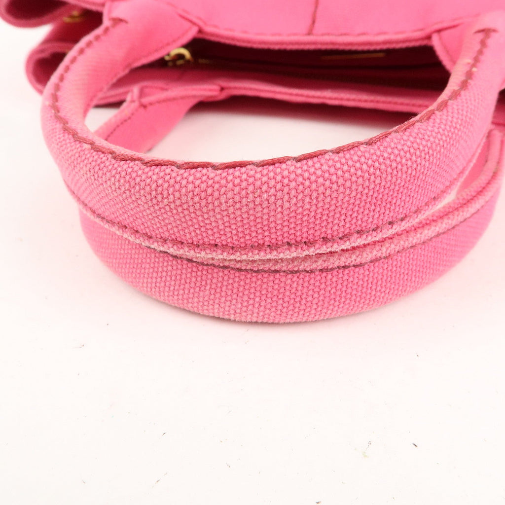 Prada Logo Canapa Mini Canvas 2Way Tote Bag Pink 1BG439