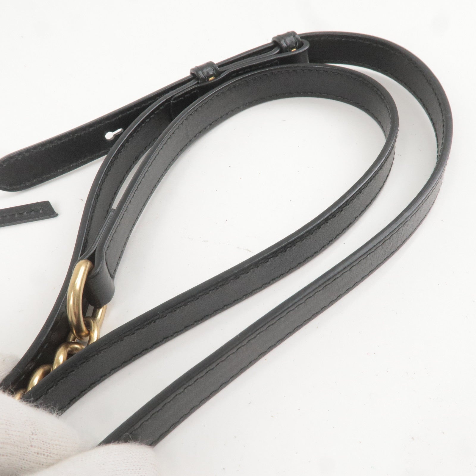 GUCCI GG Marmont Leather Chain Shoulder Bag Black 447632