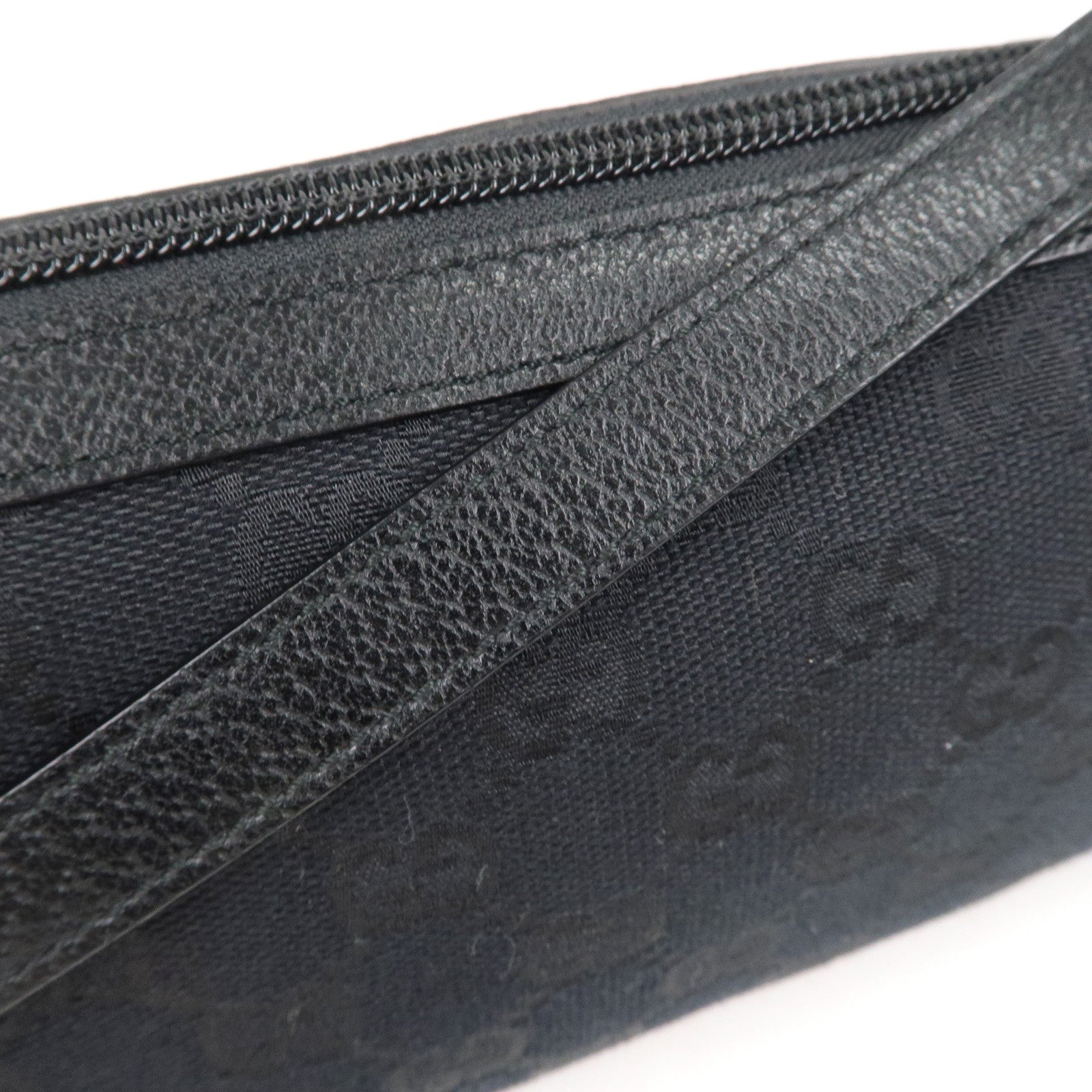 GUCCI Abbey GG Canvas Leather Hand Bag Pouch Black 145750