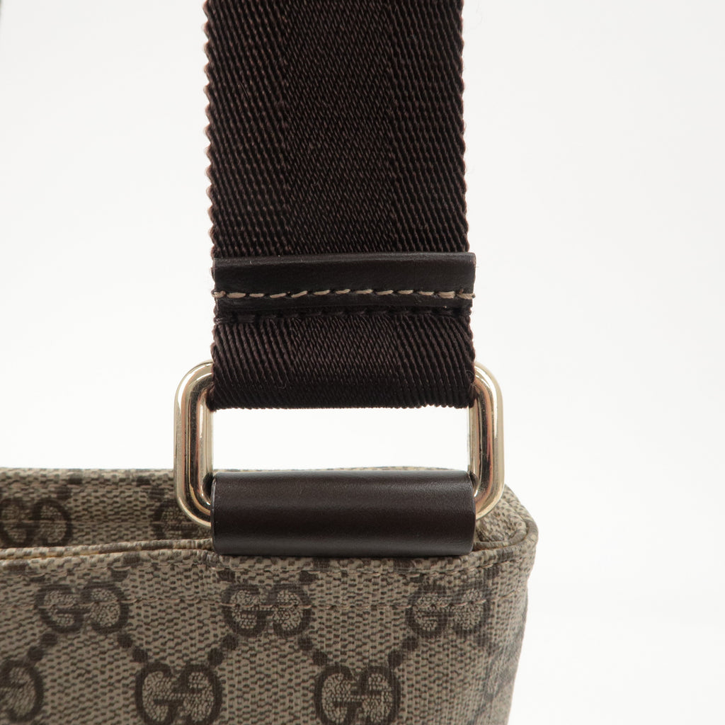 GUCCI GG Supreme Leather Shoulder Bag Beige Brown 201446