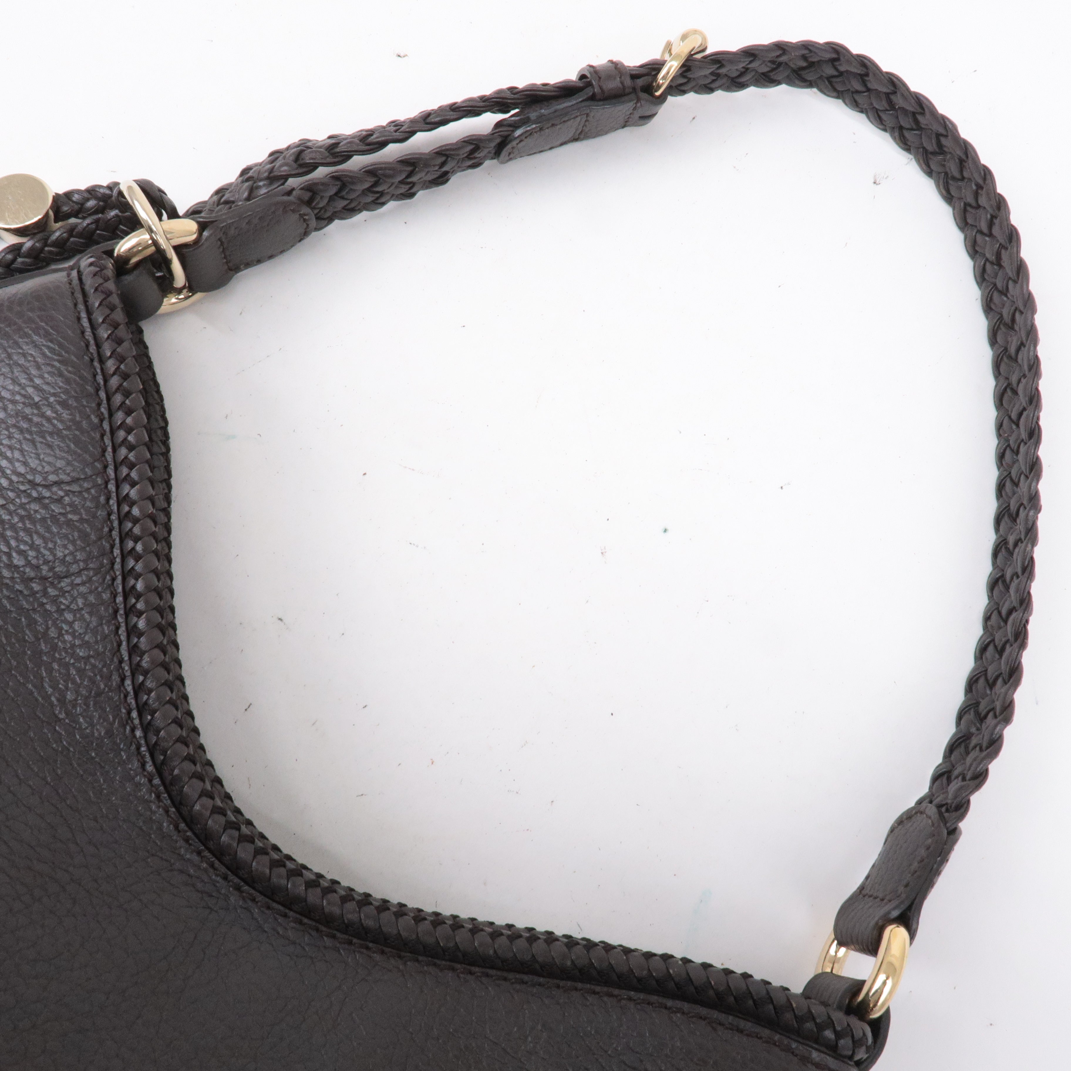 GUCCI Leather Shoulder Bag Hand Bag Dark Brown 336659