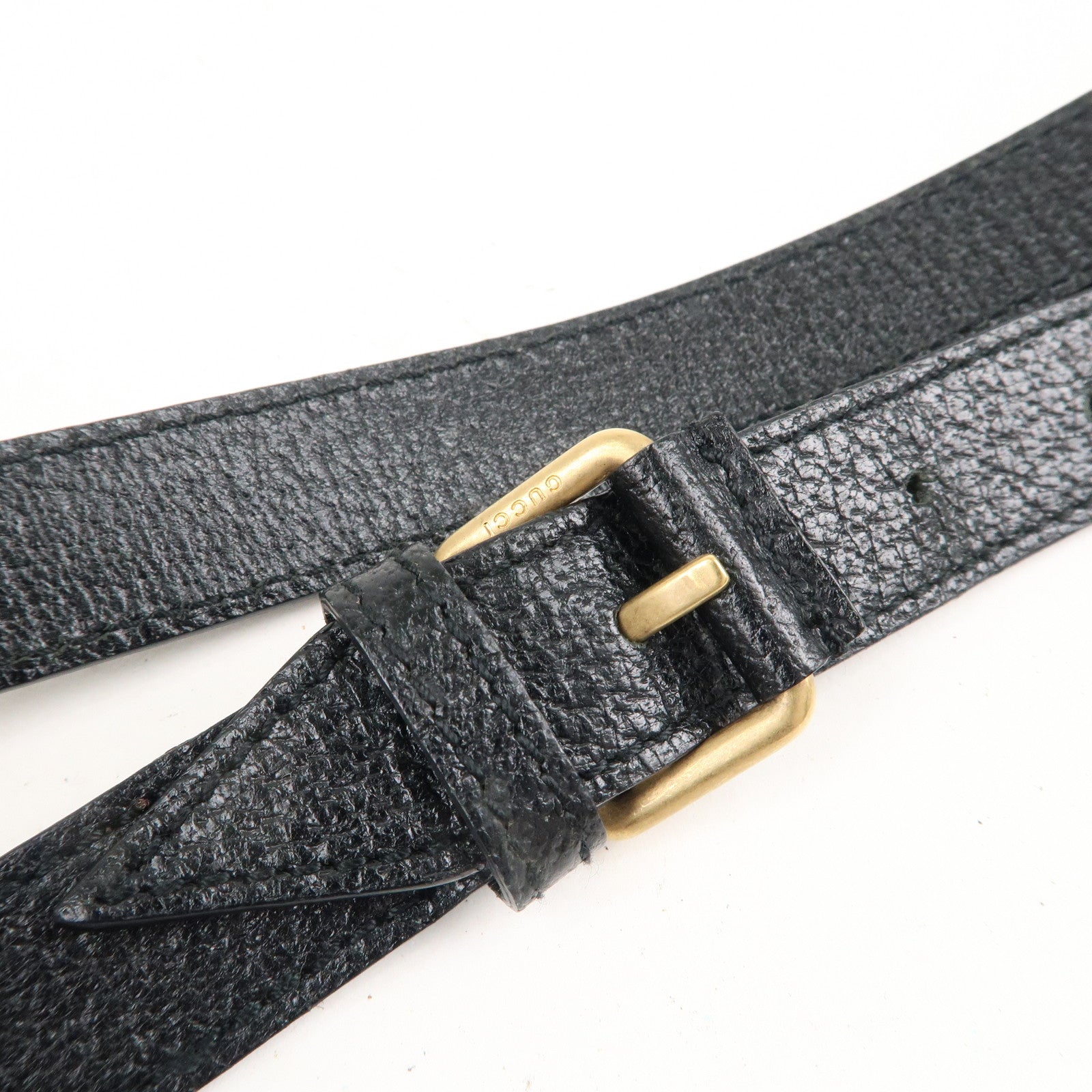 GUCCI GG Canvas Leather Studs Shoulder Bag Black 120893