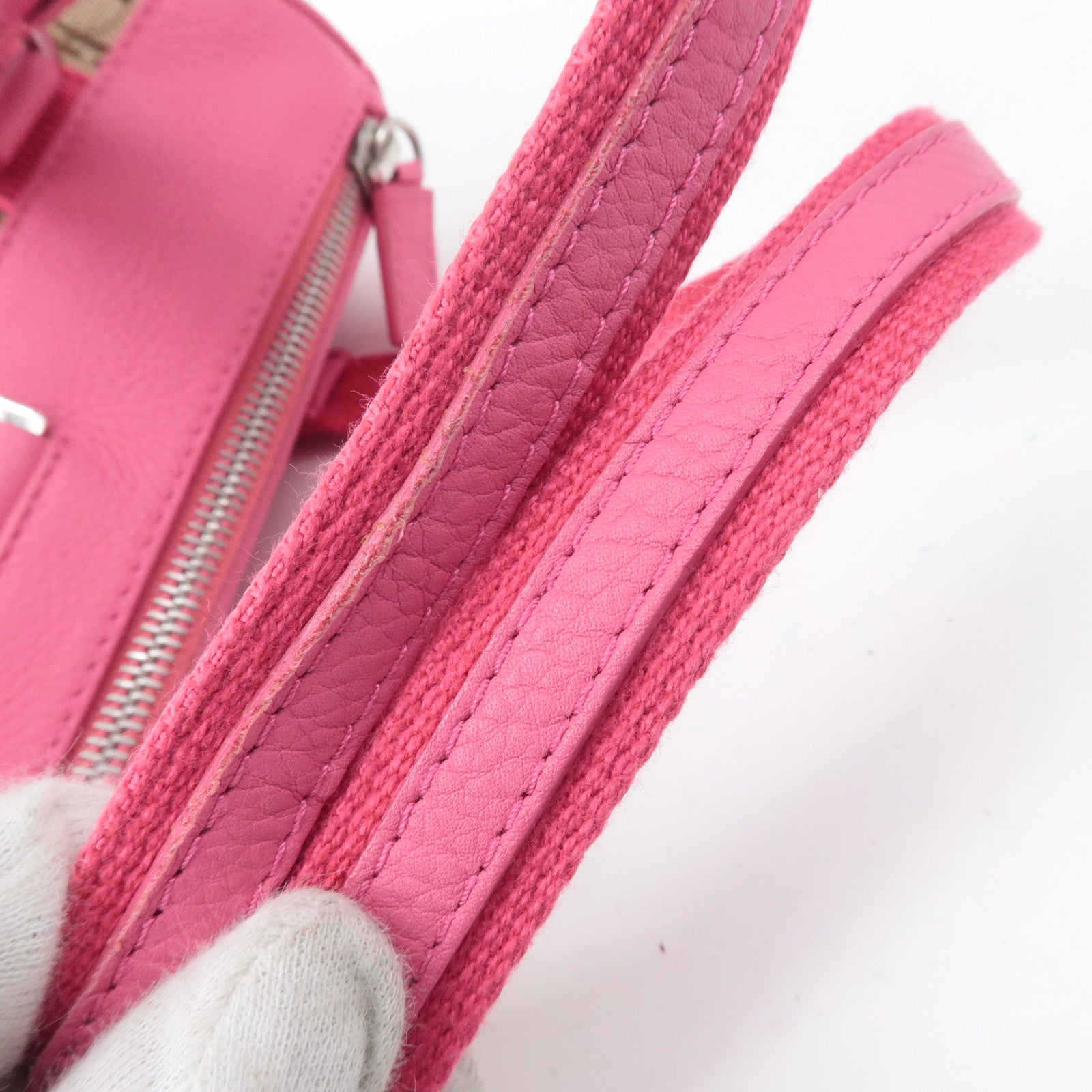 Christian Dior Trotter Canvas Leather Boston Bag Beige Pink