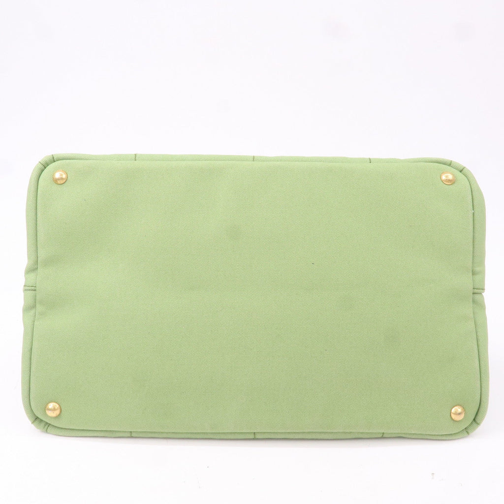 Prada Canapa Canvas Tote Bag Hand Bag Green B1877B