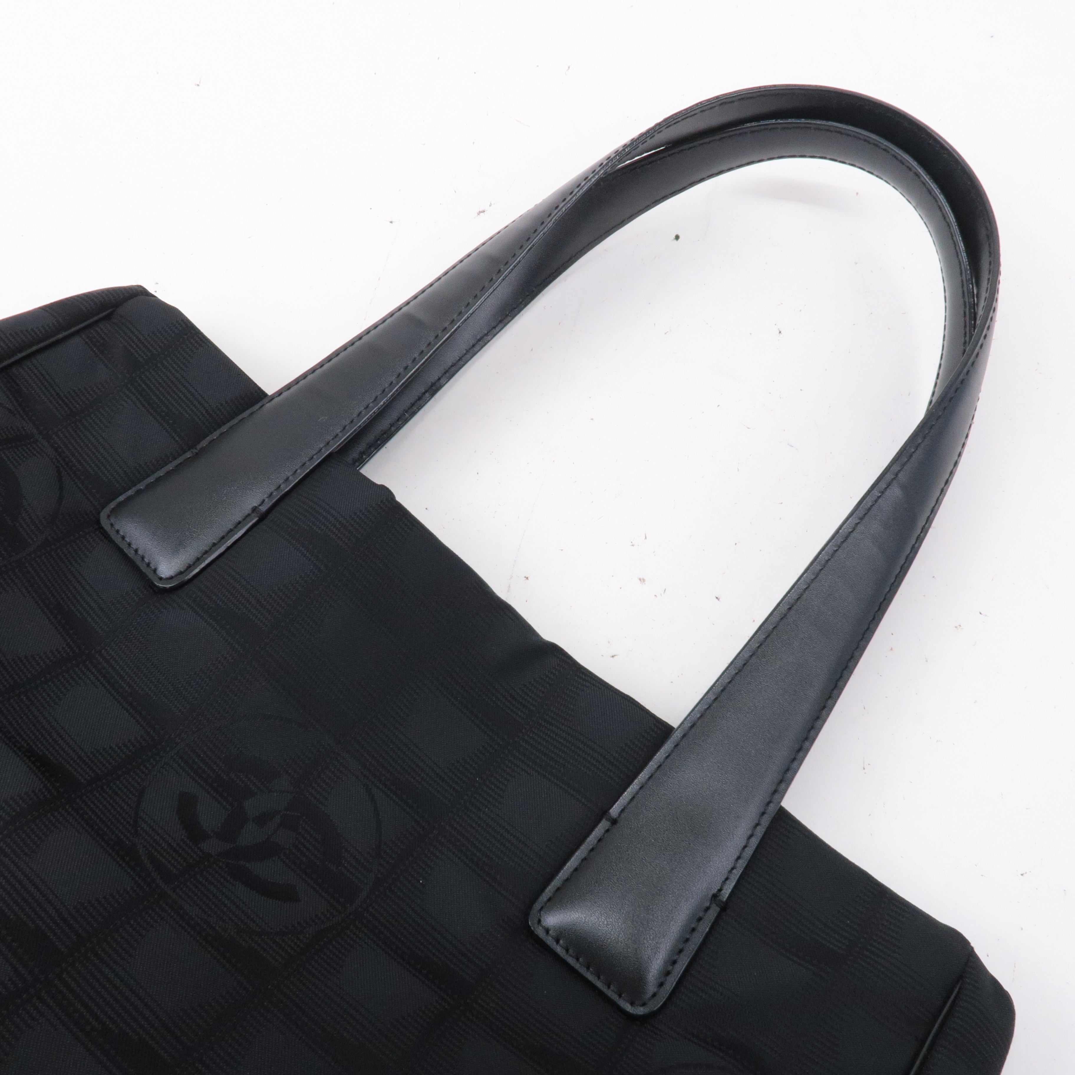 CHANEL New Travel Line Nylon Jacquard PM Tote Bag Black A20457