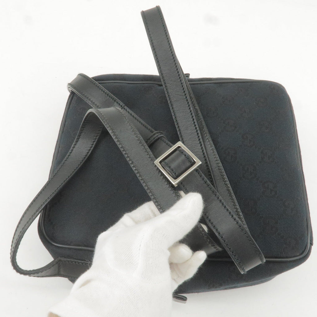 GUCCI GG Canvas Leather Shoulder Bag Hand Bag Black 018 1612