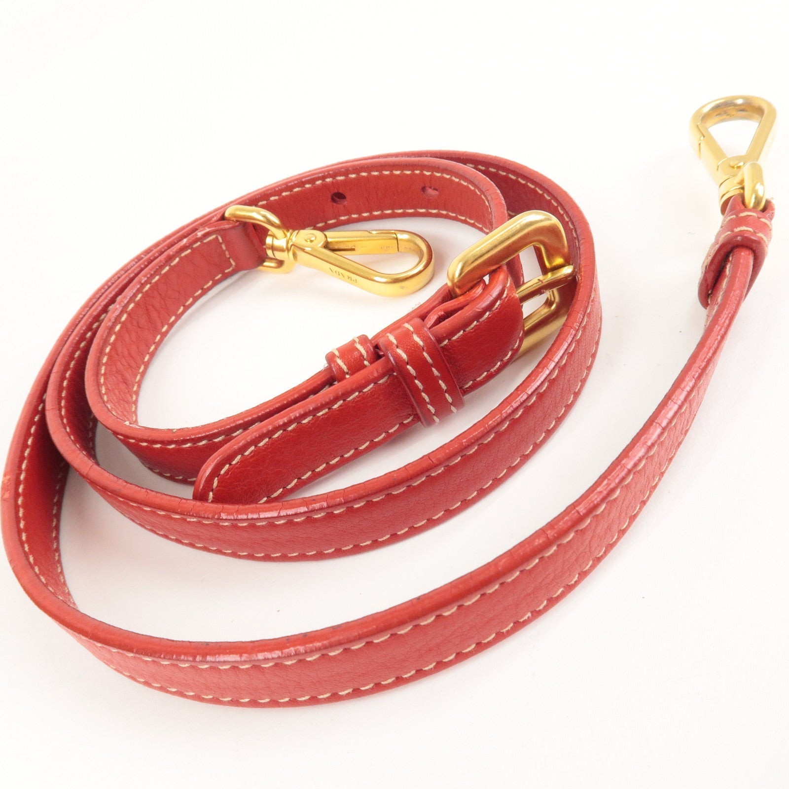 Prada Logo Jacquard Canvas Leather 2Way Shoulder Bag Beige Red