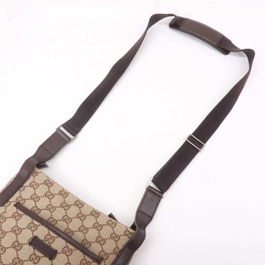GUCCI GG Canvas Leather Shoulder Bag Beige Brown 122793