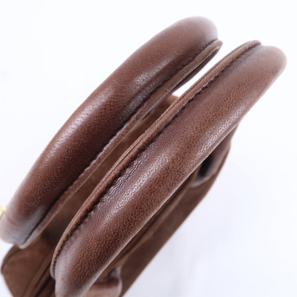 Christian Dior Cannage Suede Leather Hand Bag Brown