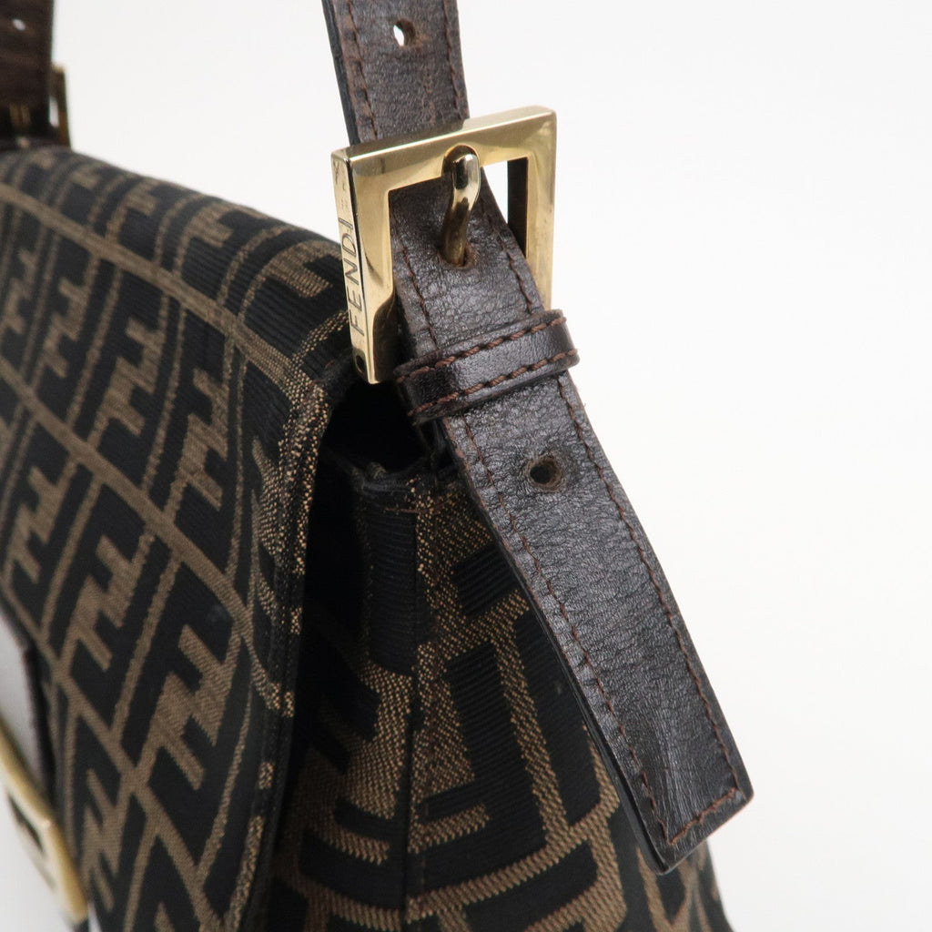 FENDI Mamma Baguette Zucca Canvas Leather Shoulder Bag 26325