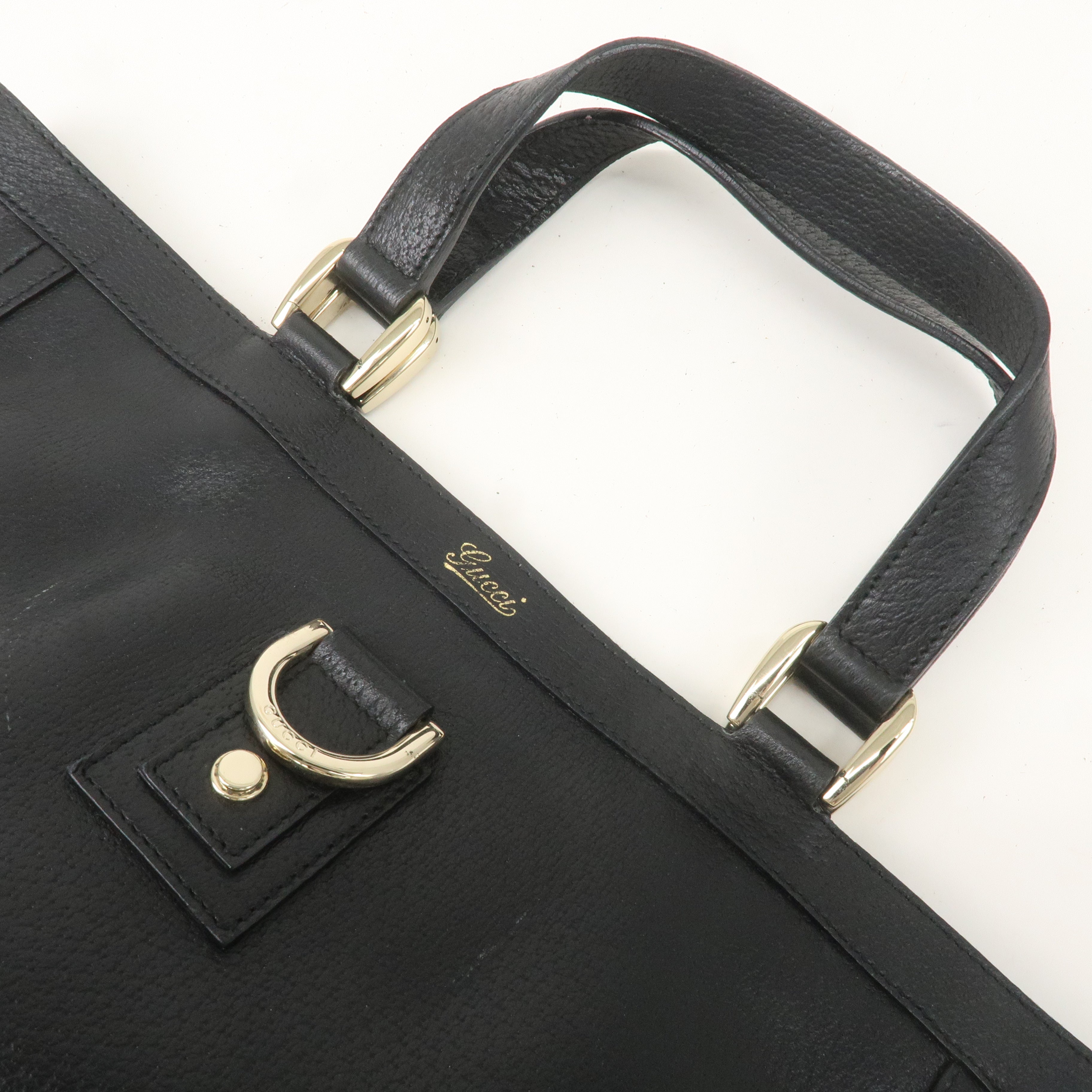 GUCCI Abbey Leather Tote Bag Hand Bag Black 130739