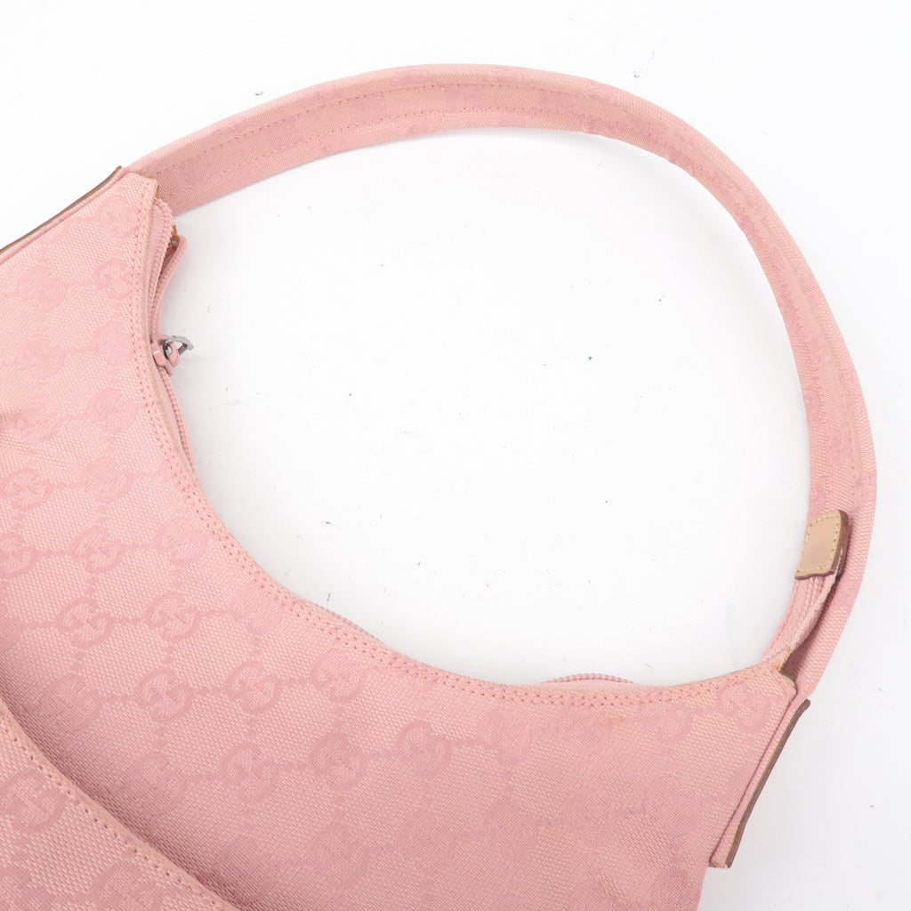 GUCCI GG Canvas Leather Shoulder Bag Hand Bag Pink 001・3386