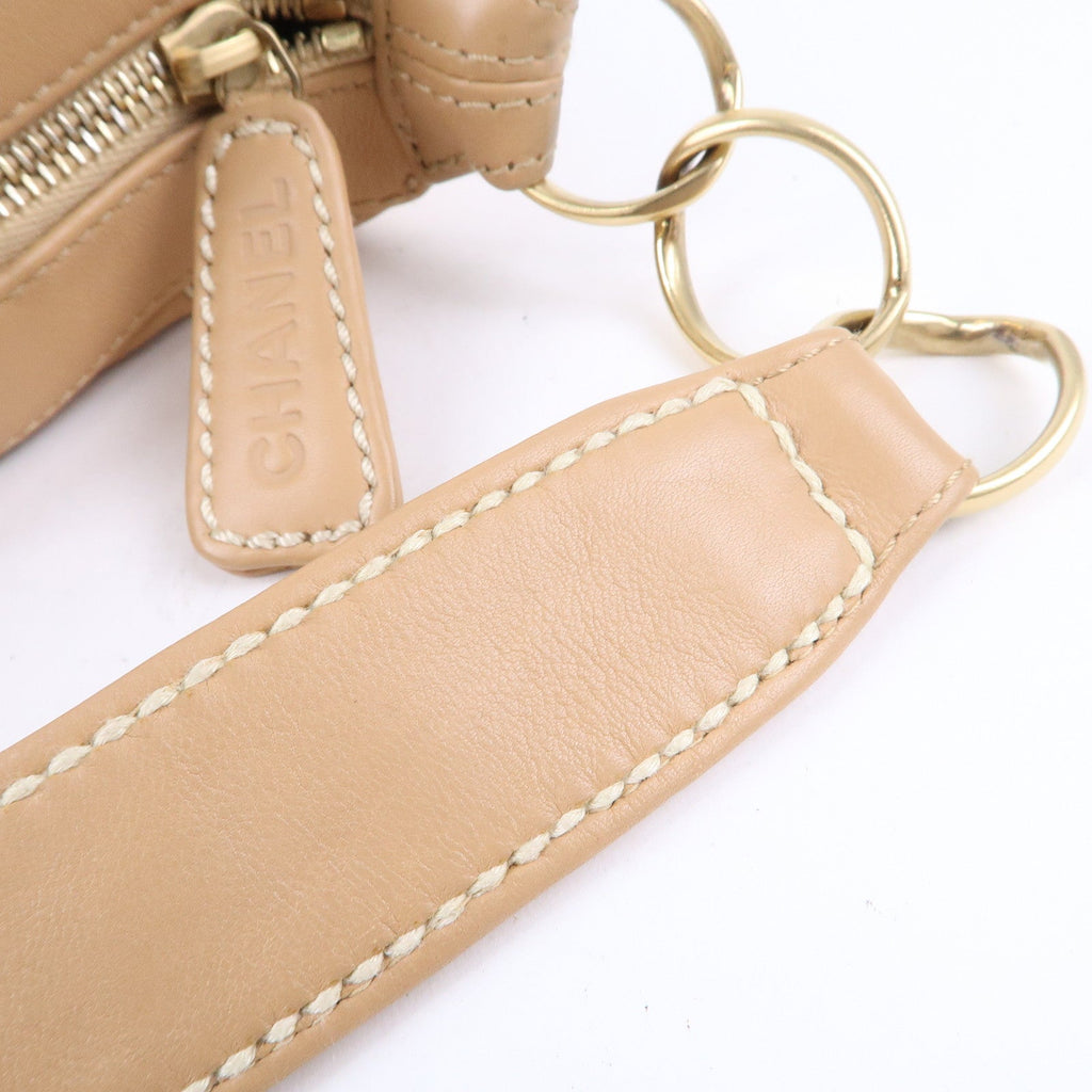 CHANEL Wild Stich Lambskin Shoulder Bag Hand Bag Beige A20663