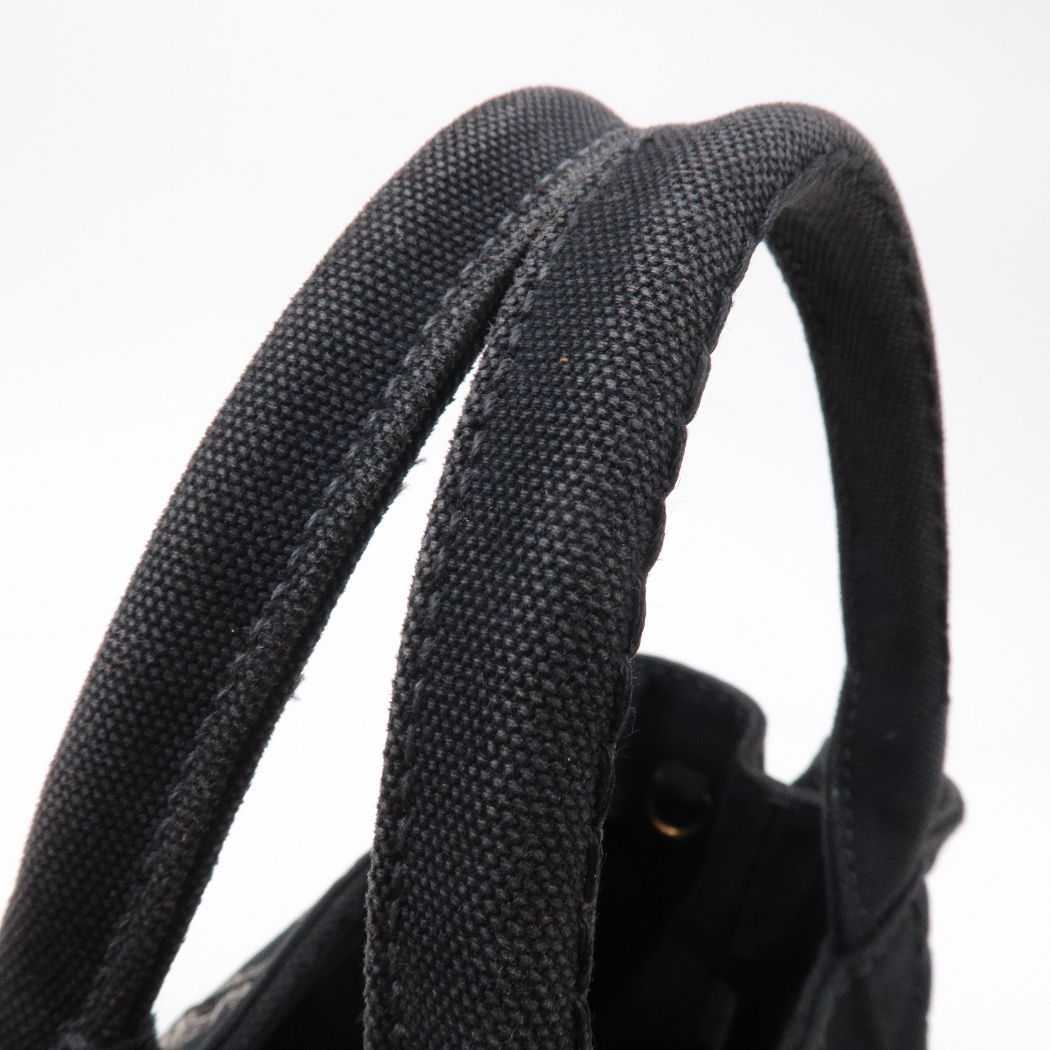 Prada Canapa Mini Canvas Tote Bag Hand Bag Black