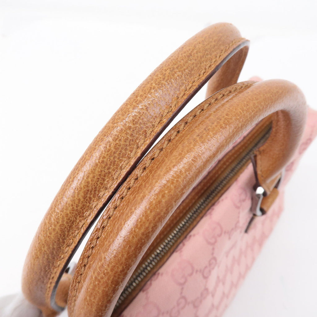 GUCCI GG Canvas Leather Mini Boston Bag Hand Bag Pink 113009