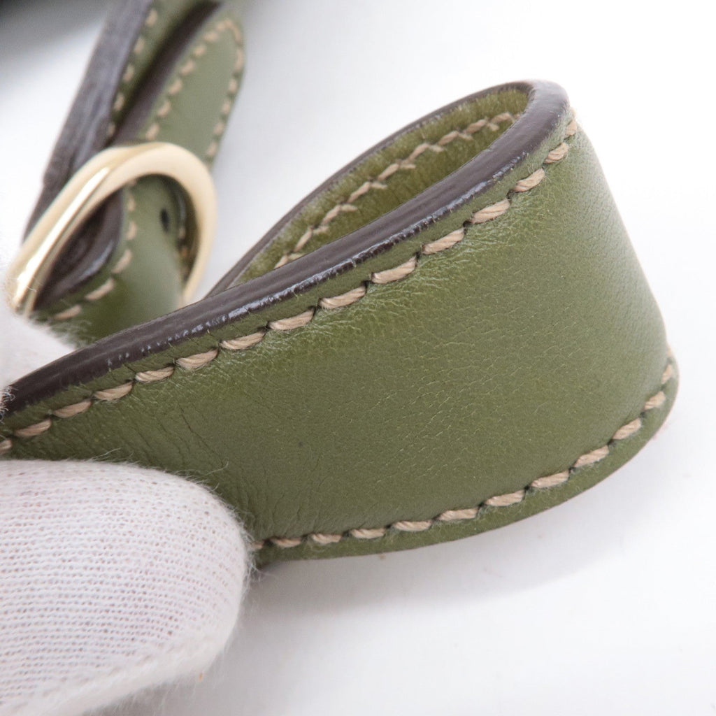 GUCCI Sherry Leather Shoulder Bag Hand Bag Green 153029